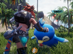 Player petting a Pengullet